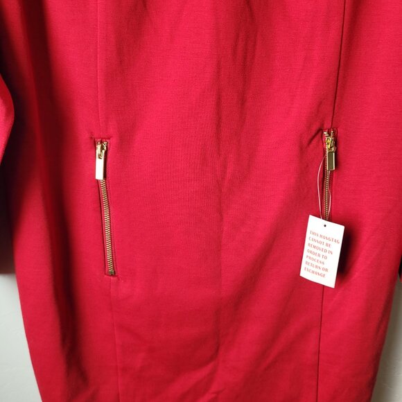 Venus Red Studded Long sleeve Zipper Dress - Picture 8 of 8